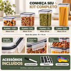 Kit 15 Potes Herméticos Empilháveis com Etiquetas e Acessórios