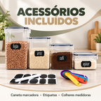 Kit 15 Potes Herméticos Empilháveis com Etiquetas e Acessórios