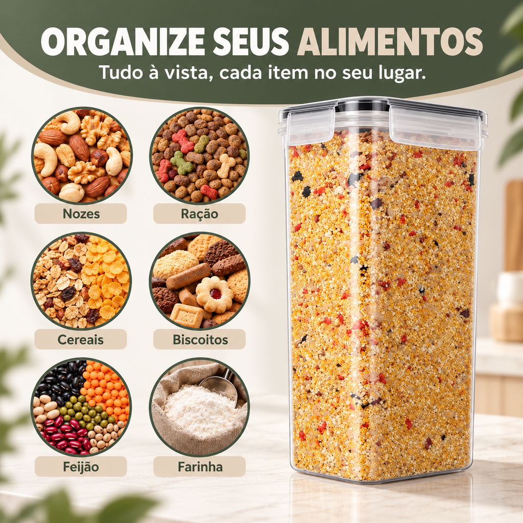 Kit 15 Potes Herméticos Empilháveis com Etiquetas e Acessórios