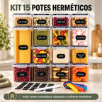 Kit 15 Potes Herméticos Empilháveis com Etiquetas e Acessórios