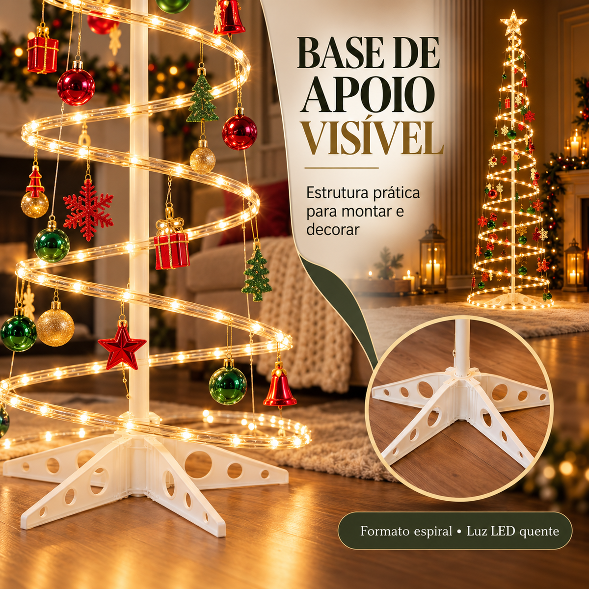 Árvore de Natal Espiral LED 1,80 m — Decoração Completa