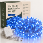 Cordão de Luz Natalina 100 LEDs 9 Metros + BRINDE