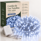 Cordão de Luz Natalina 100 LEDs 9 Metros + BRINDE
