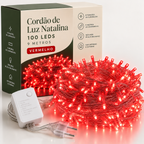 Cordão de Luz Natalina 100 LEDs 9 Metros + BRINDE